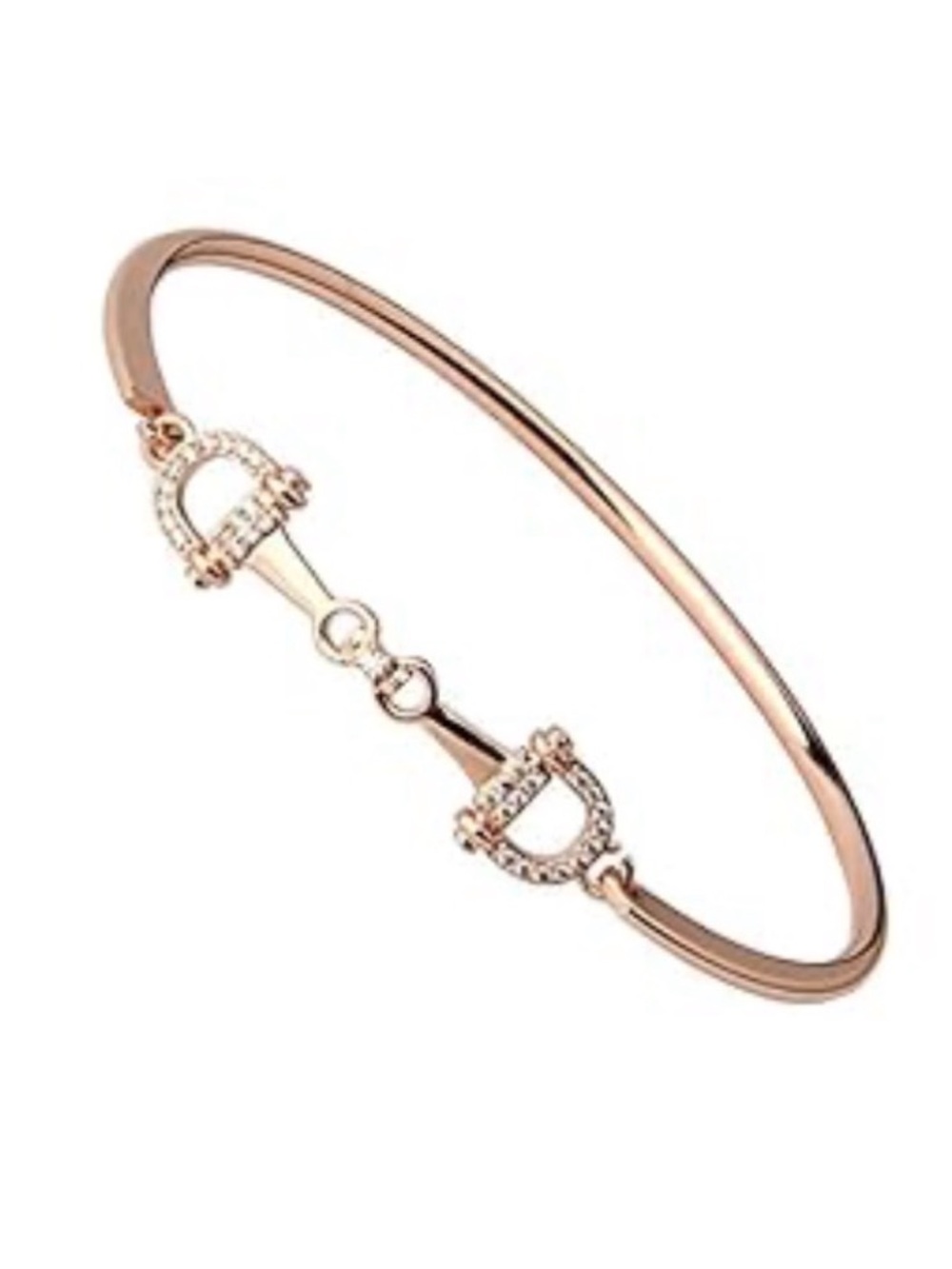 New Horse-Bit Bangle Bracelet In Rose Gold Tone. Hypoallergenic.